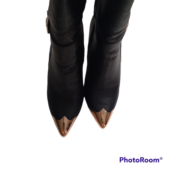 Shoedazzle Faux Leather Dorothy Wide Calf Thigh High Black Boots Womens 7.5 EUC - Picture 4 of 8